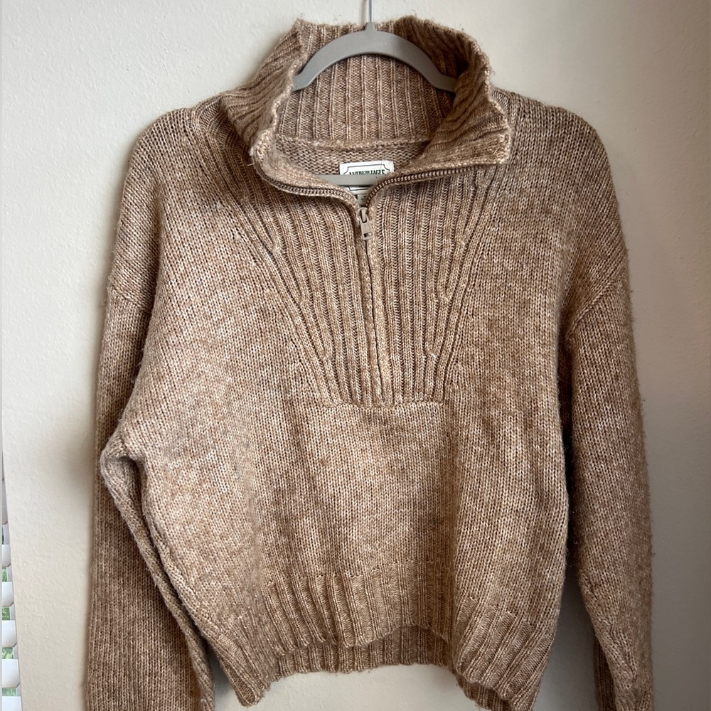 Tan Half-Zip Sweater